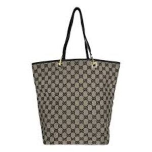 GUCCI VINTAGE GG MONOGRAM CANVAS BLACK AND GRAY TOTE